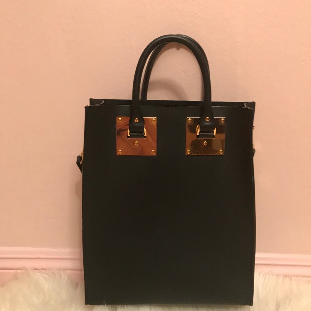 SOLD  Sophie Hulme Albion Mini Leather Tote Bag Black